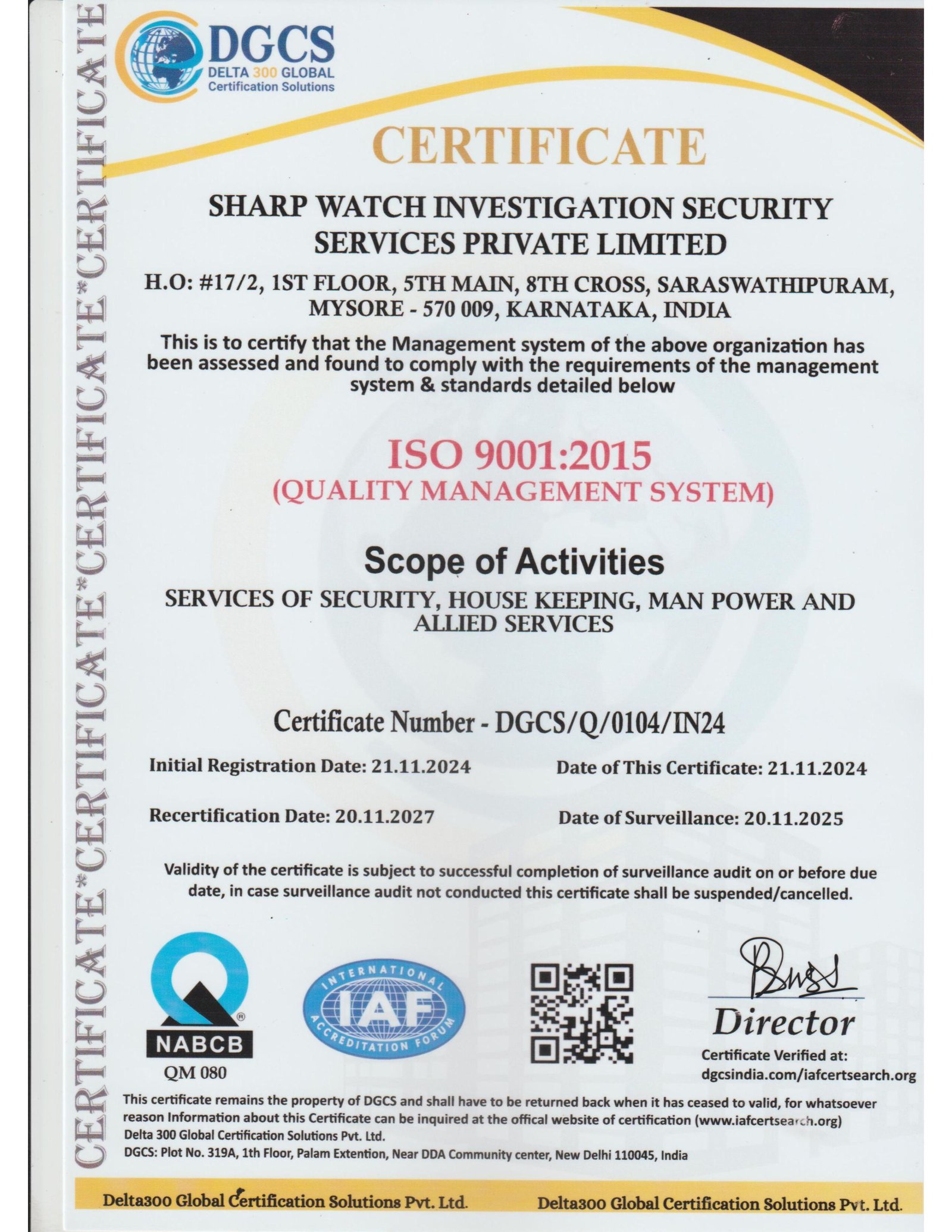 ISO Certificate